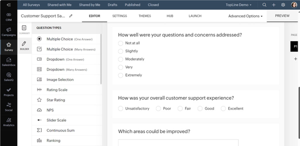 Zoho social listening dashboard